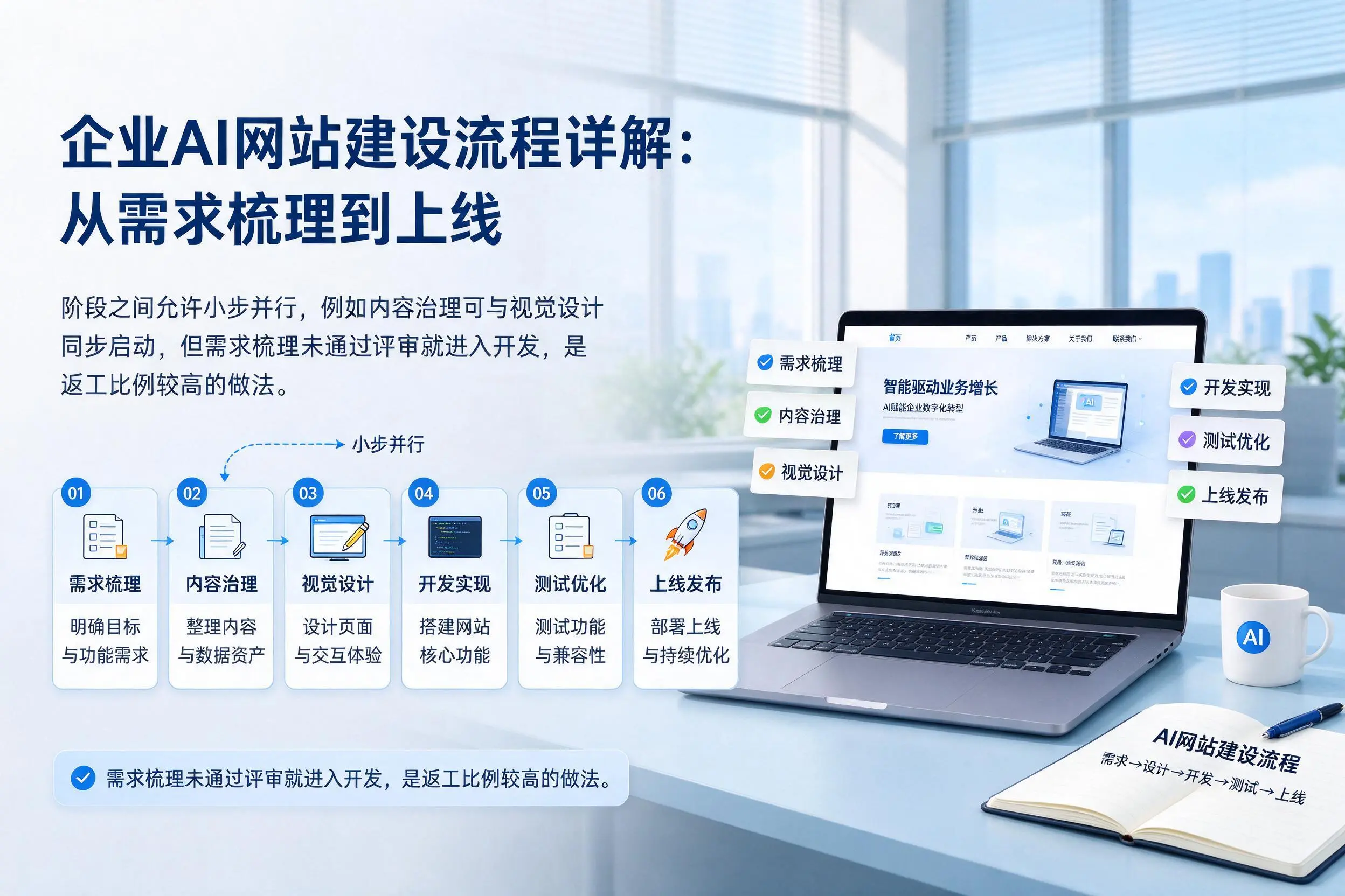 海口企业AI网站建设流程详解:从需求梳理到上线
